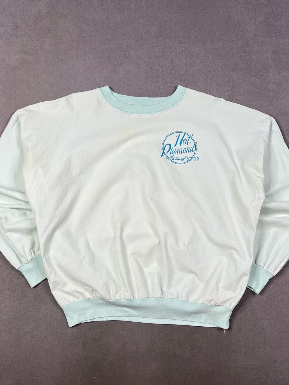 Vintage Neil Diamond Crewneck Sweatshirt in Mint and White 1992